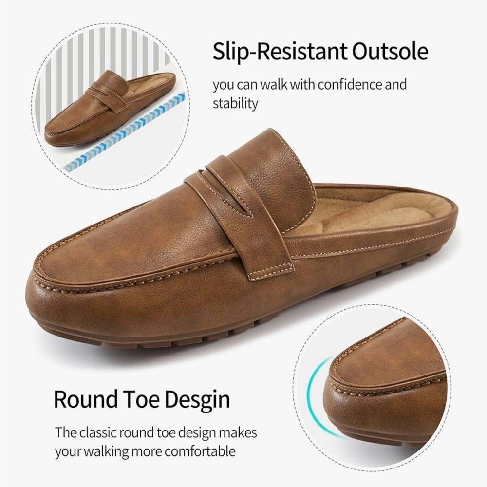 2 Pair Mules Slip On Flat Shoes Cushioned Insoles Lug Soles Black Camel 8- 8 1/2 - Picture 6 of 16